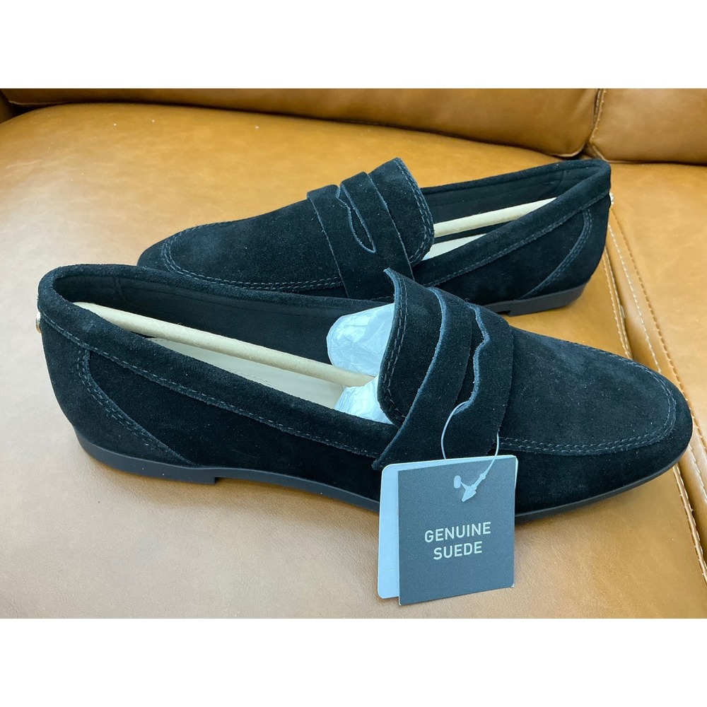 Liz Claiborne LC Inca Loafers Womens 7 Black New Suede Memory Foam Penny Flats - Picture 6 of 10